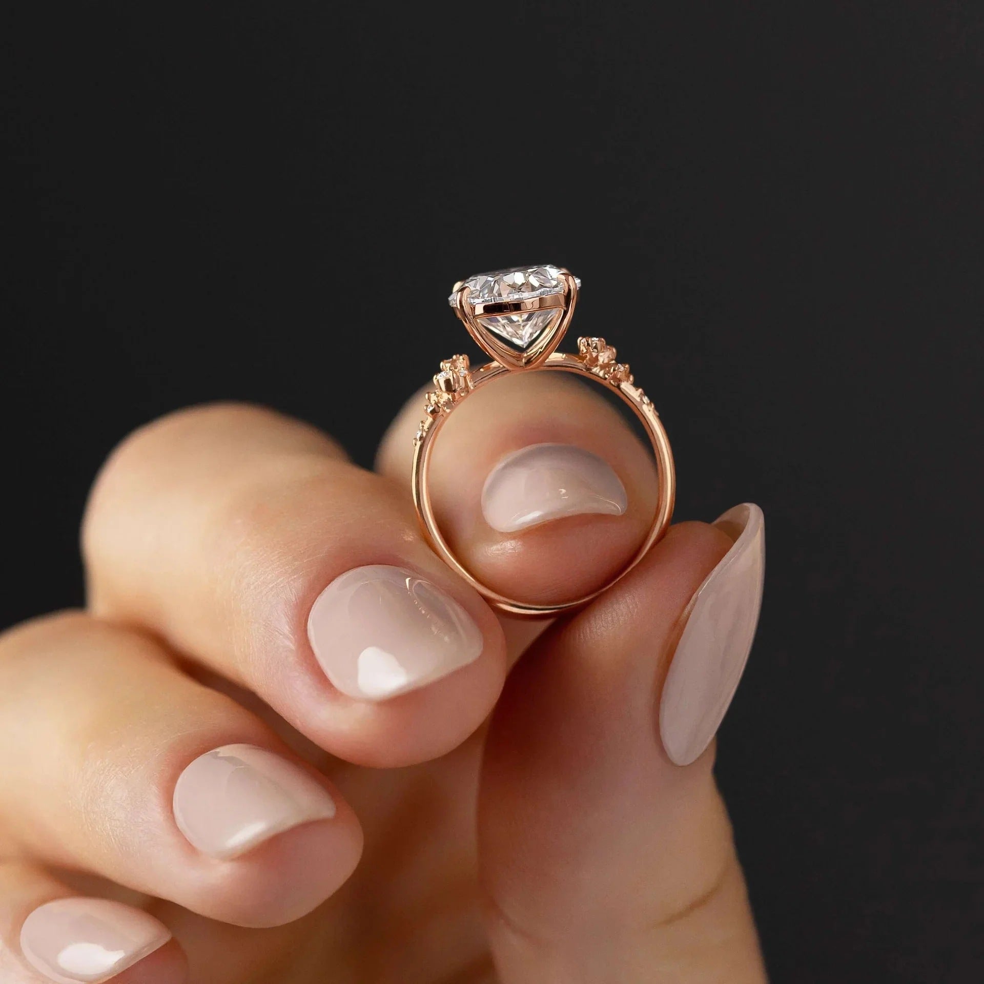 S925 Sterling Silver Egg-shaped Zircon Bright Starry Sky Ring