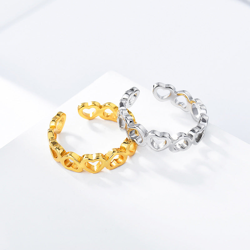 S925 Sterling Silver Heart-shaped  Ring