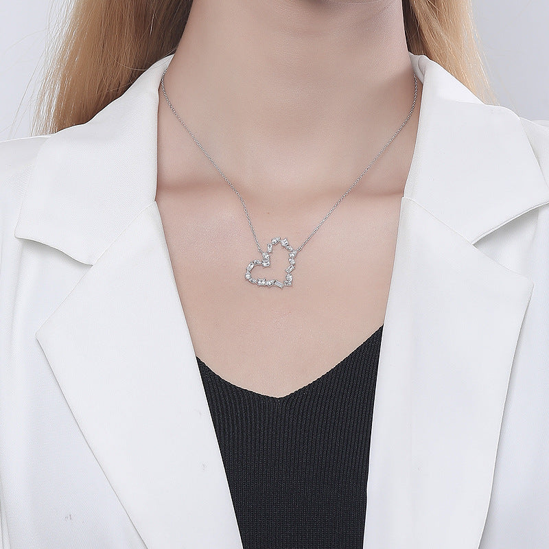 S925 Sterling Silver Zircon Heart Necklace