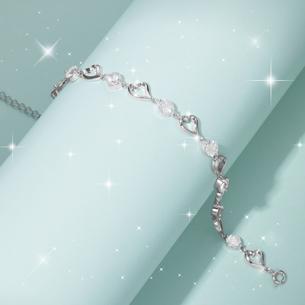 Women's Loving Heart Zircon Bracelet S925 Sterling Silver