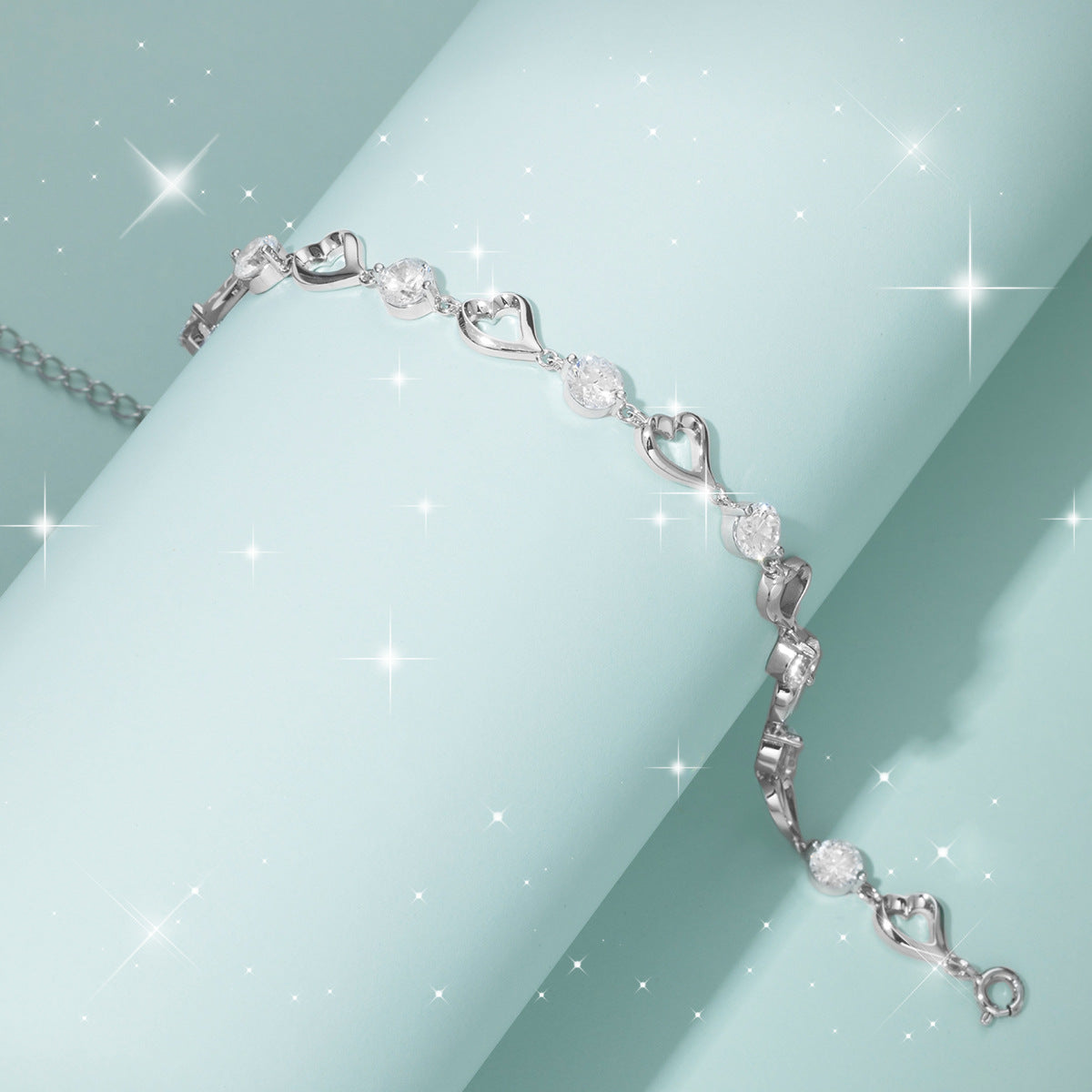 Women's Loving Heart Zircon Bracelet S925 Sterling Silver
