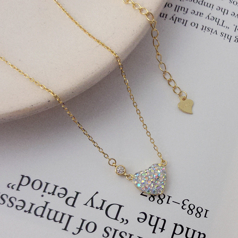 Jewelry S925 Sterling Silver Heart-shaped Clavicle Chain Temperament