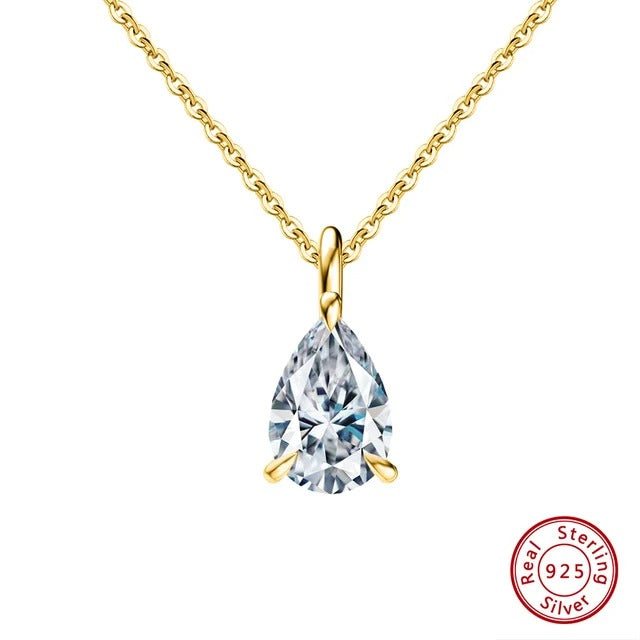 S925 Sterling Silver Drop-shaped Zircon Necklace