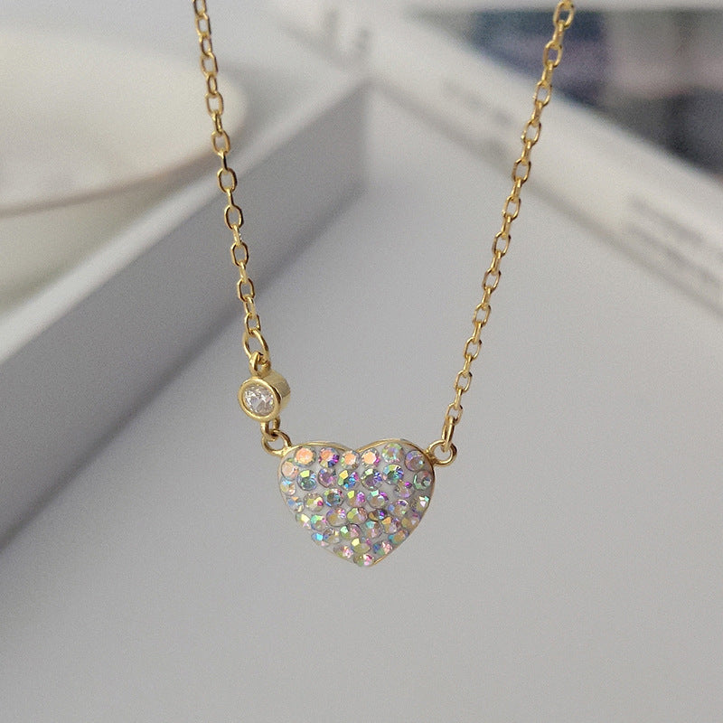Jewelry S925 Sterling Silver Heart-shaped Clavicle Chain Temperament
