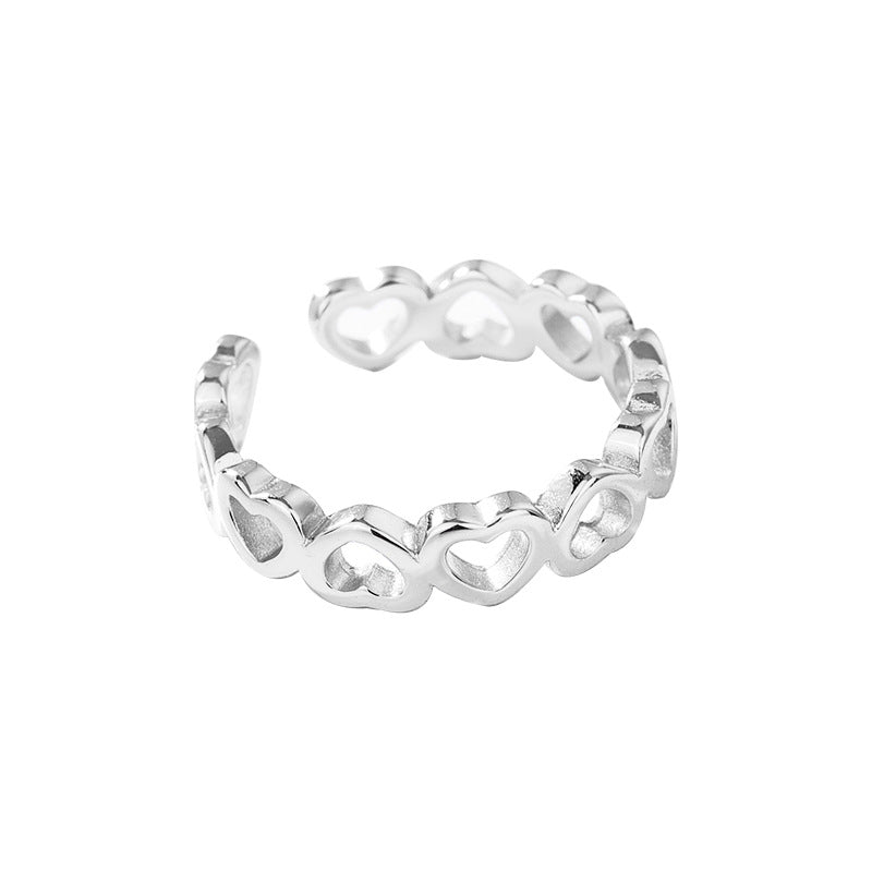 S925 Sterling Silver Heart-shaped  Ring