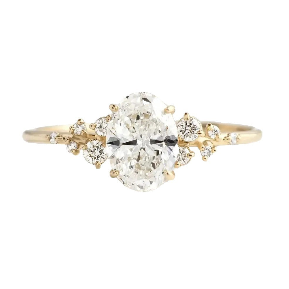 S925 Sterling Silver Egg-shaped Zircon Bright Starry Sky Ring