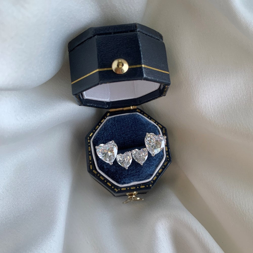 Women's Fashion Versatile S925 Pure Silver Heart-shaped Zircon Earrings