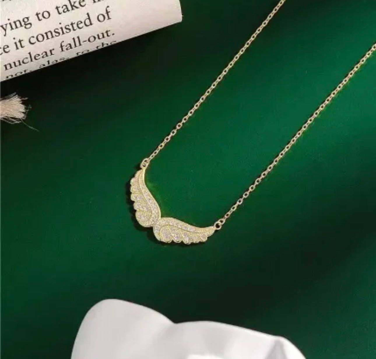 S925 Sterling Silver Cubic Zirconia Angel Wings Pendant Necklaces Women Sterling Silver 925 Clavicle Chain Necklaces Jewelry