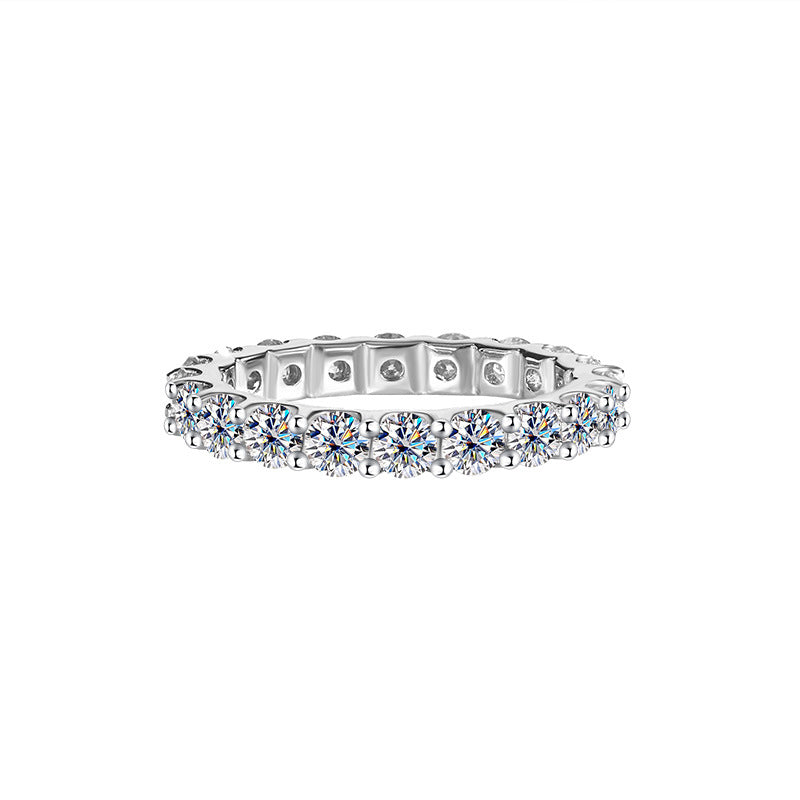 S925 Sterling Silver Moissanite Full Diamond Simple Stackable Ring