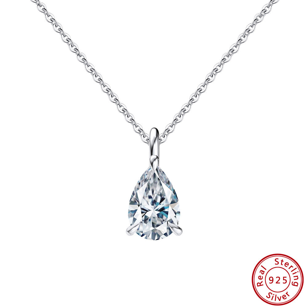 S925 Sterling Silver Drop-shaped Zircon Necklace