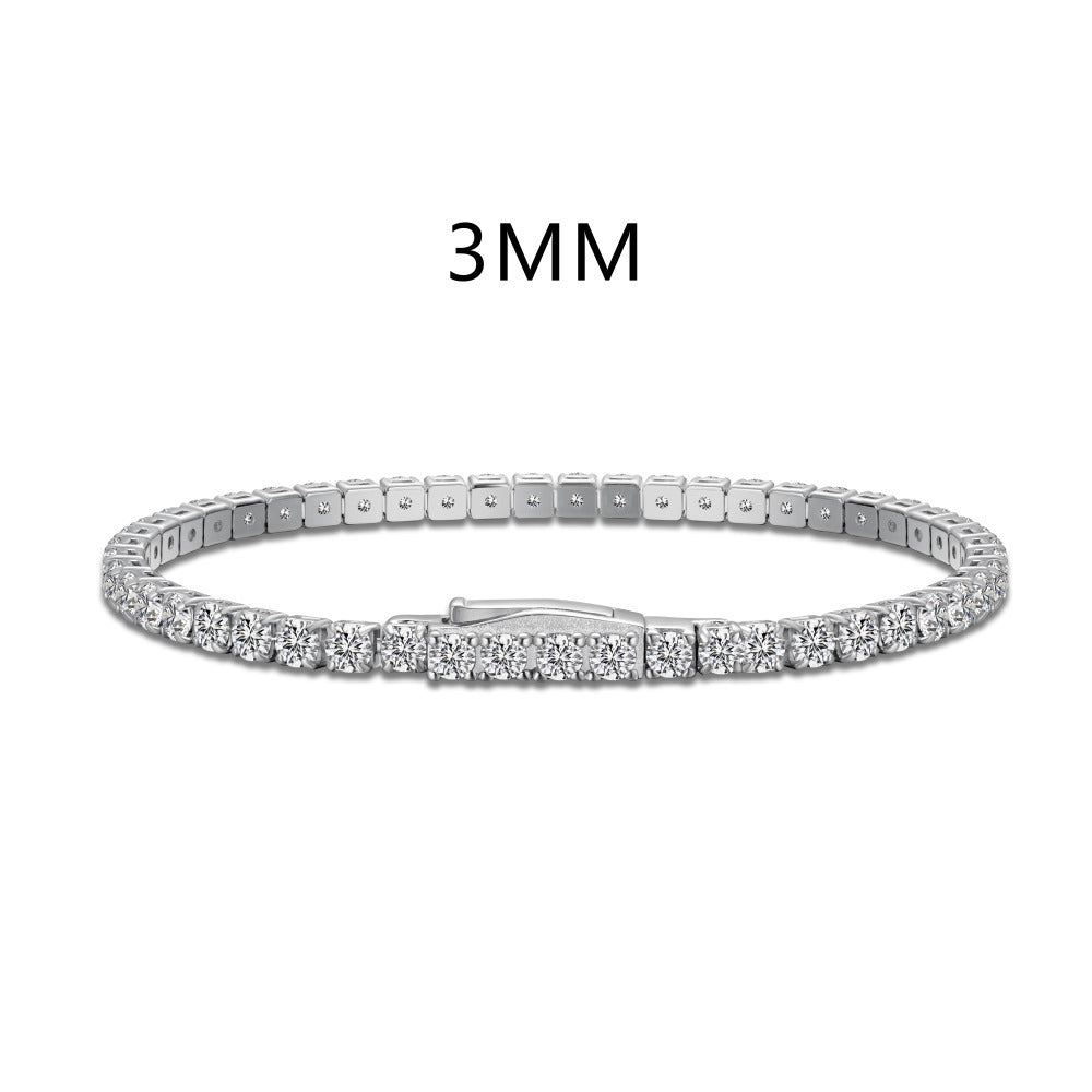 S925 Sterling Silver Full Diamond Bracelet Female Inlaid Zircon