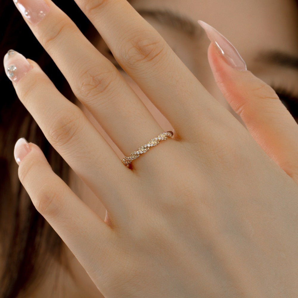 S925 Sterling Silver Ring Female Exquisite Twist Shape Zircon